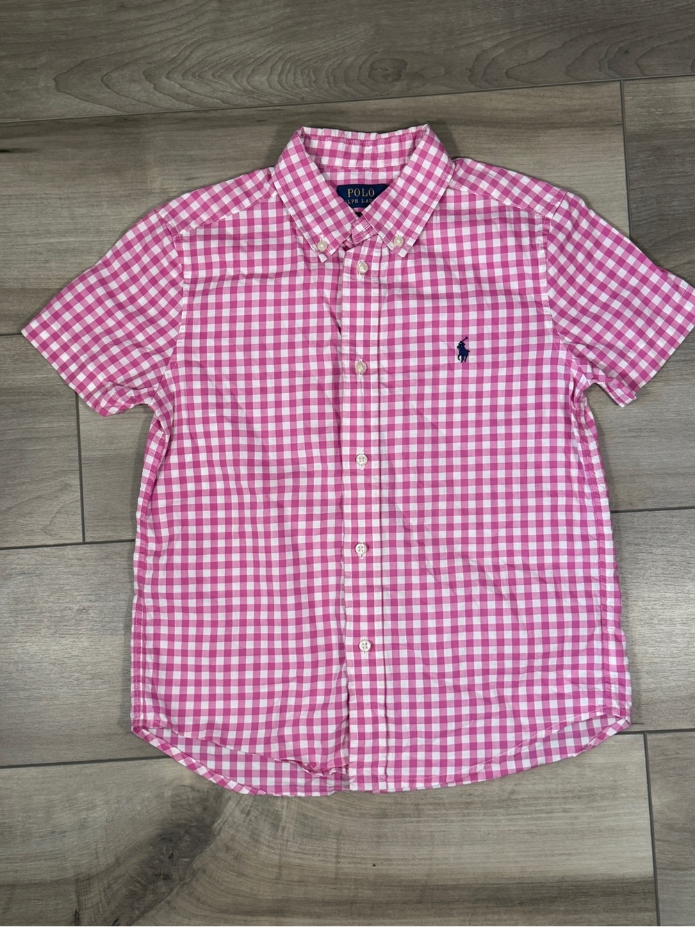 Boys Ralph Lauren Pink Gingham Short-Sleeve Button-Down Shirt